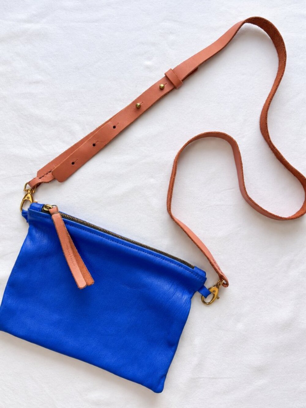 Noonday Collection Cobalt Blue Leather Crossbody Bag